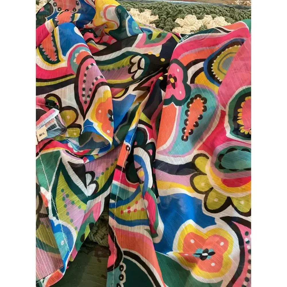 Vibrant Floral Print Scarf by BLEU ROD BEATTIE 31” X 57”